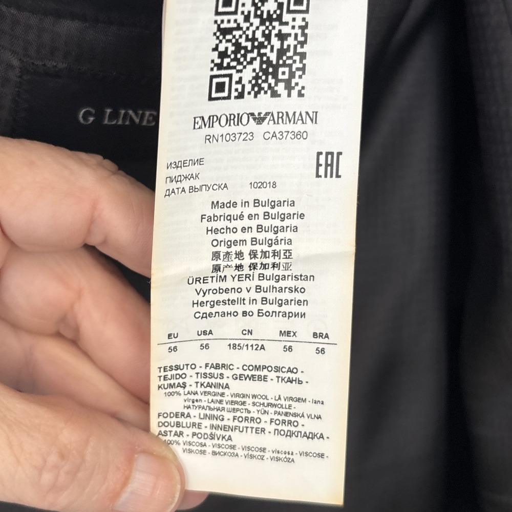 Emporio Armani G-Line Purple Check Wool Sport Coat Super 130's 56 EUR 46 US - Picture 14 of 16